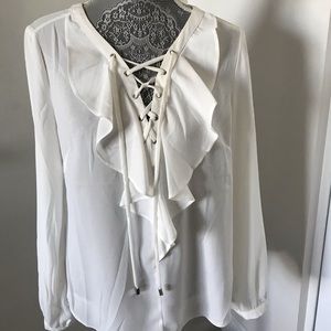 White House black market ivory blouse